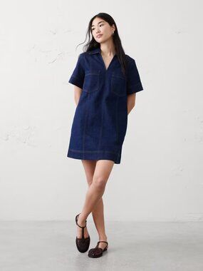 XL Denim Pocketed Mini Dress Banana Republic Factory NWT